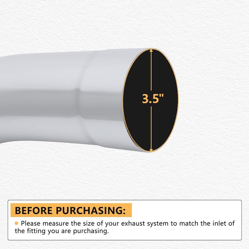 LCGP 45 Degree Exhaust Tube 3.5"OD Made of High Quality Mild Steel DIY Exhaust Pipe - Image 3
